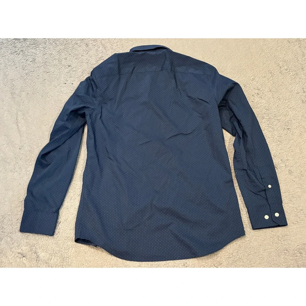 Banana Republic Mens Slim Fit Performance Shirt Navy Blue Dot Stretch Small